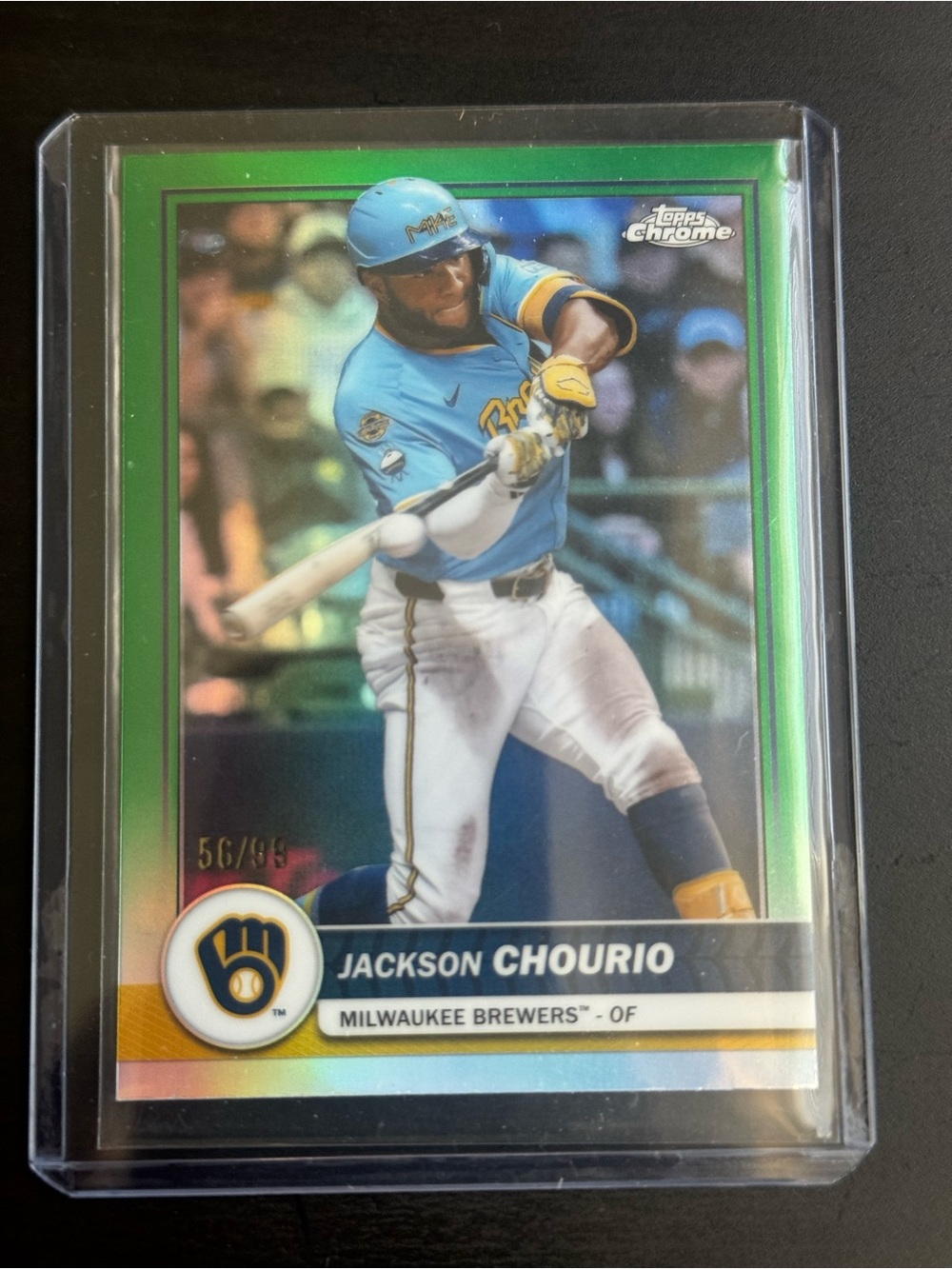 2026 Topps Flagship Jackson Chourio Green Parallel /99 #53 Brewers SP